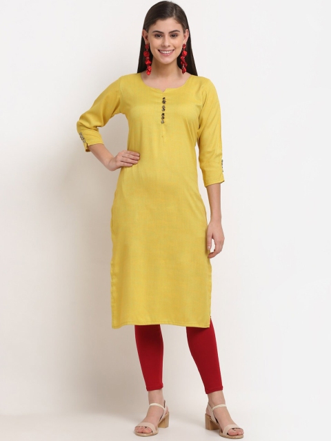 

GRACIT Women Yellow Solid Kurta
