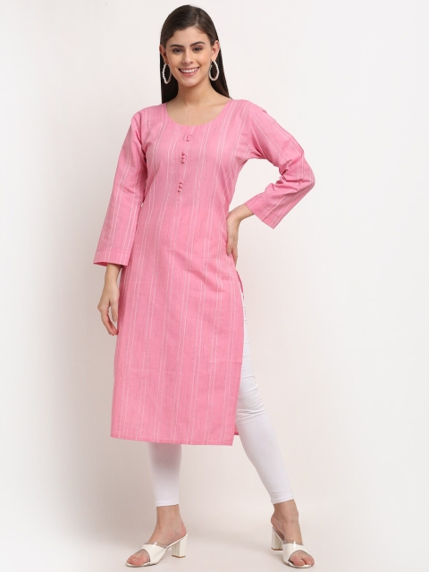 

GRACIT Pink Embroidered Organic Cotton Kurti