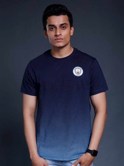 

Manchester City FC Men Navy Blue Printed Sublimation Applique T-shirt