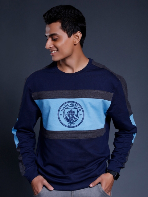 

Manchester City FC Men Navy Blue Manchester City Panelled Sublimation T-shirt