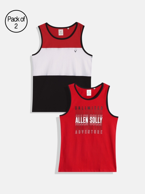 

Allen Solly Junior Boys Pack of 2 Pure Cotton Innerwear Vests, Red