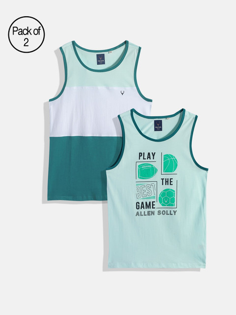 

Allen Solly Junior Boys Pack of 2 Pure Cotton Tank Innerwear Vests, Teal