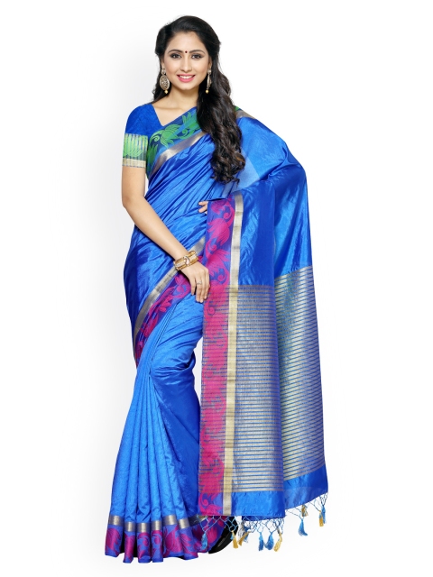 

MIMOSA Blue Kanjeevaram Tussar Art Silk Traditional Saree