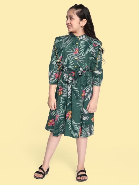 

Bella Moda Girls Charcoal Grey Tropical Pure Cotton A-Line Dress