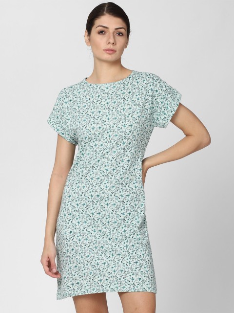 

Van Heusen Woman Blue Floral Pure Cotton T-shirt Dress