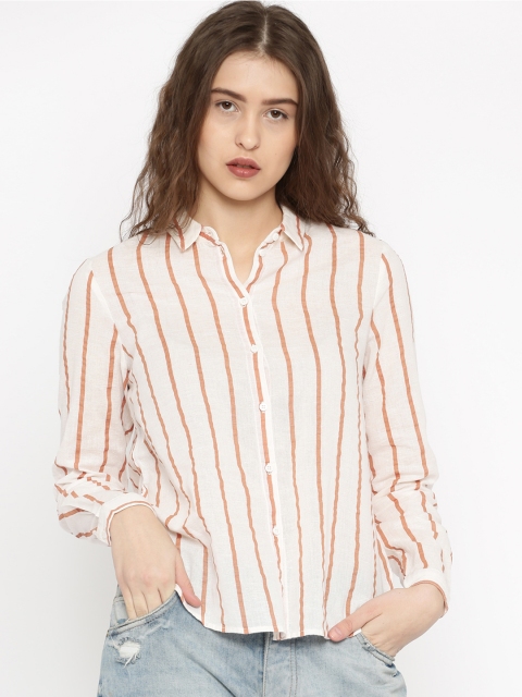 

Vero Moda Women Off-White Striped Casual Shirt