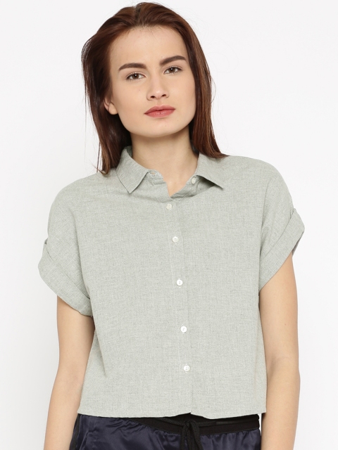 

Vero Moda Women Grey Melange Regular Fit Solid Casual Shirt