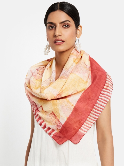 

Fabindia Women Red & Orange Printed Stole