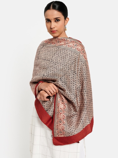 

Fabindia Women Maroon & Beige Printed Stole