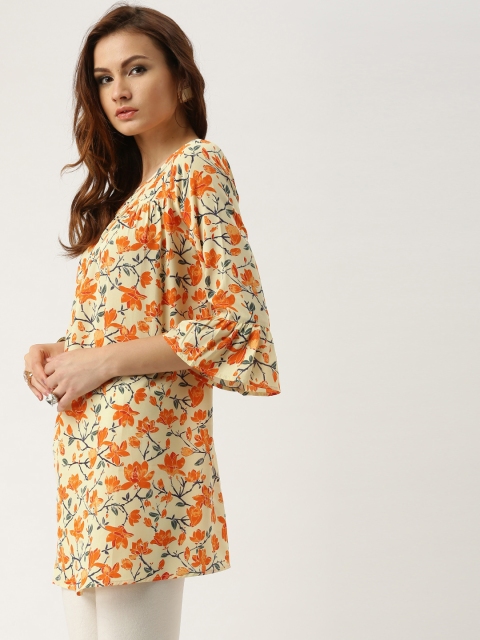 

all about you by Deepika Padukone Cream-Coloured & Orange Printed Tunic