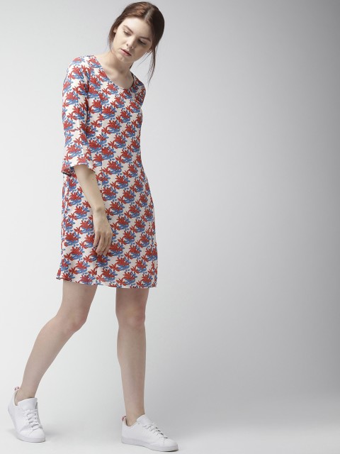 

Mast & Harbour Red & Blue Printed A-Line Dress