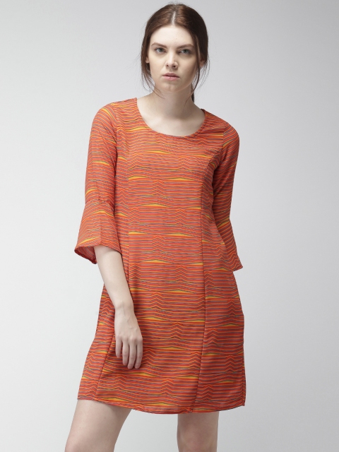 

Mast & Harbour Orange & Red Striped A-Line Dress