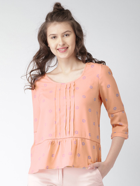 

Mast & Harbour Women Peach & Blue Printed Top