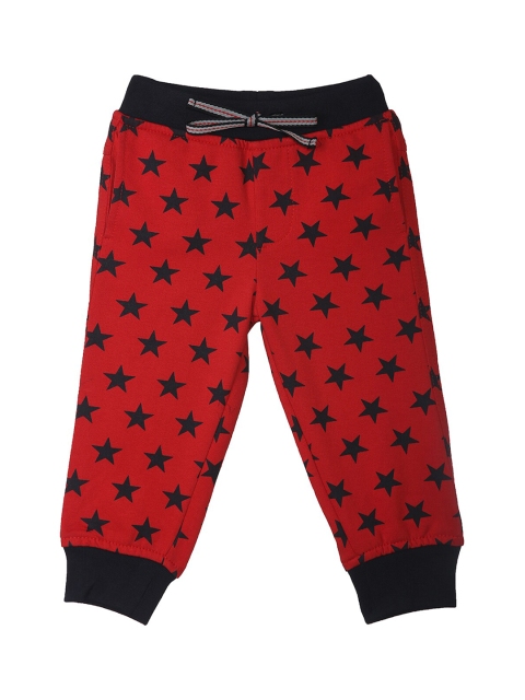 

612 league Infant Boys Red & Black Star Printed Cotton Joggers