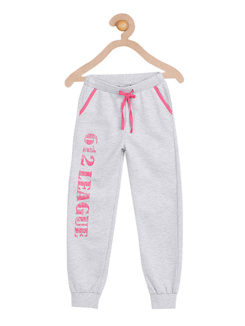 

612 league Girls Grey Solid Cotton Joggers