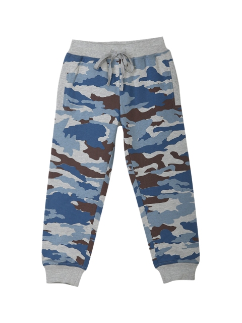 

612 league Infant Boys Grey & Blue Camouflage Printed Regular Fit Cotton Joggers
