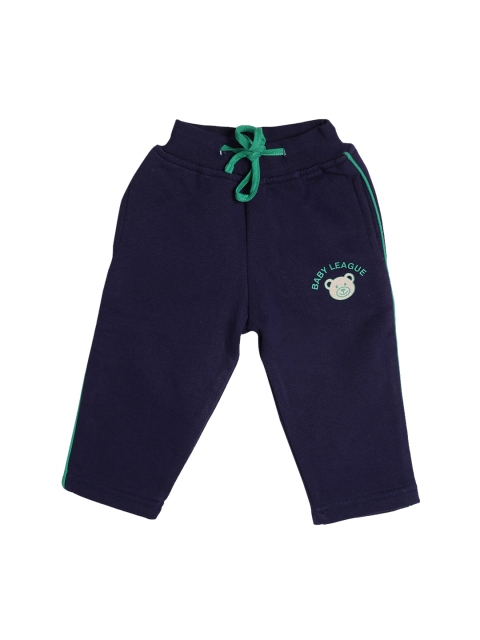 

612 league Boys Navy Blue & Grey Printed Cotton Track Pant