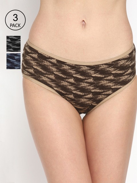 

Skidlers Women Pack of 3 Assorted Printed Pure Cotton Bikini Briefs