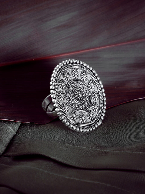 

ZeroKaata Silver-Plated Oxidised Adjustable Finger Ring