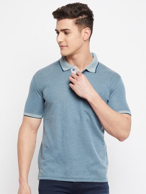 

Duke Men Blue Polo Collar Applique T-shirt