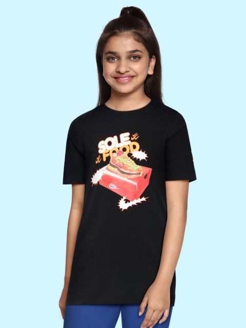 

Nike Kids Black & Red Graphic Printed Pure Cotton T-shirt
