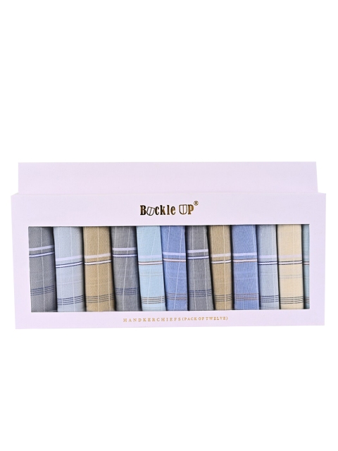 

Buckleup Men Pack of 12 Cotton Handkerchiefs, Blue