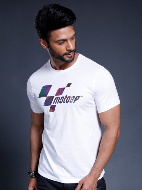 

MotoGP Men White Holographic Printed Regular-Fit T-Shirt