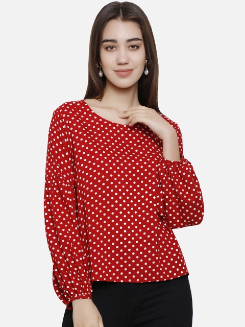

DECHEN Red & White Print Top