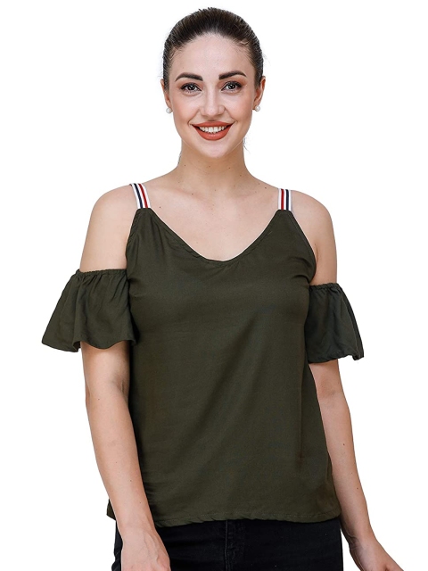 

DECHEN Olive Green Strappy Top
