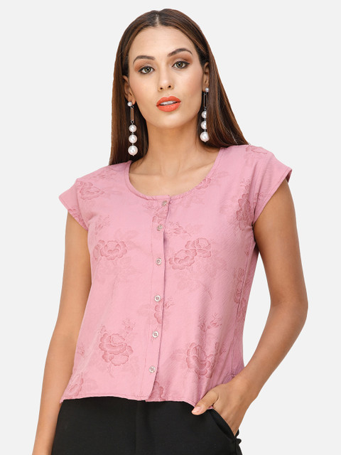 

DECHEN Rose Floral Print Top