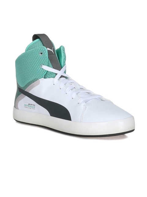 

Puma Men White & Green Colourblocked Mid-Top MAMGP Sneakers