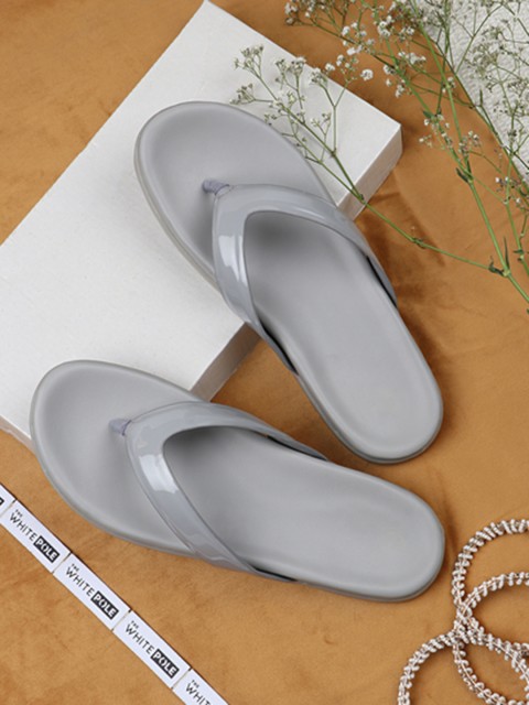 

THE WHITE POLE Women Grey Ethnic Open Toe Flats