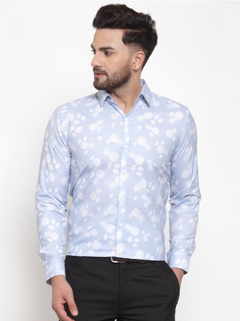 

JAINISH Men Blue Classic Printed Formal Shirt