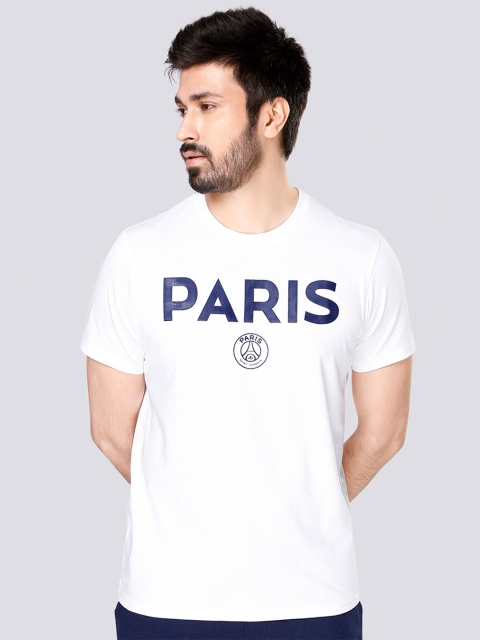 

PSG Men White Paris Saint-Germain Gold Foil Printed T-shirt