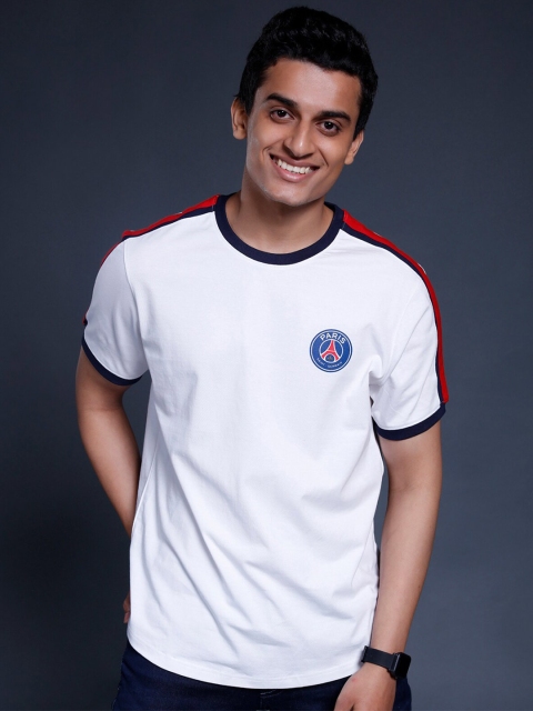 

PSG Men White Paris Saint-Germain Colorblocked T-shirt