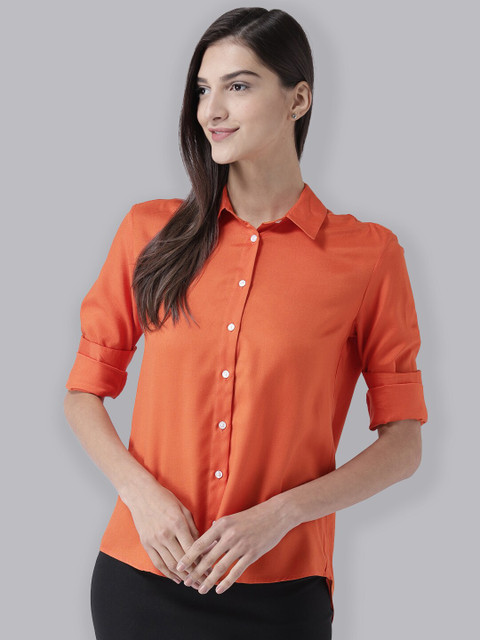 

The Vanca Women Orange Solid Regular-Fit Casual Shirt