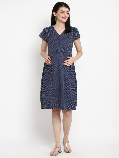 

The Vanca Blue Printed Maternity Dress