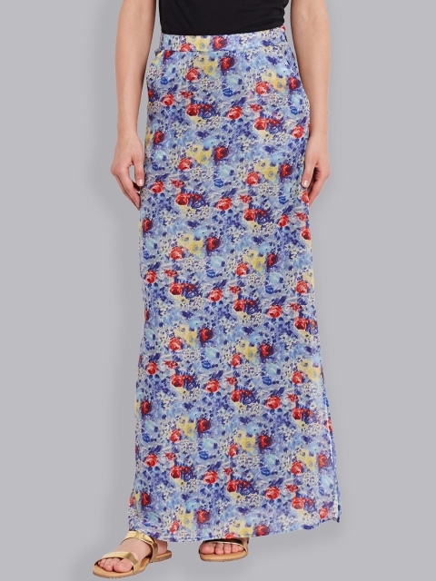 

The Vanca Women Blue & Red Printed A-Line Maxi Skirt