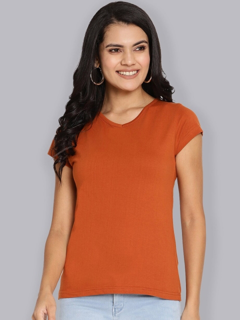 

The Vanca Women Brown V-Neck T-shirt