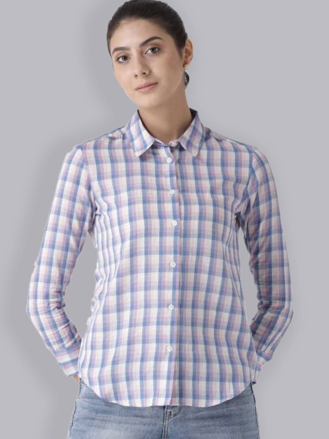 

The Vanca Women Blue Checked Casual Shirt