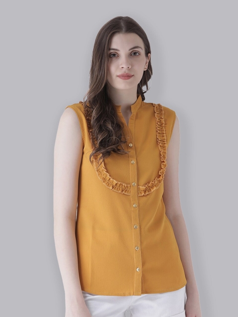 

The Vanca Women Yellow Ruffled Casual Shirt