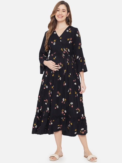 

The Dry State Black & Pink Floral Maternity Maxi Dress