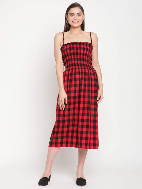 

TAG 7 Red & Black Checked Midi Dress