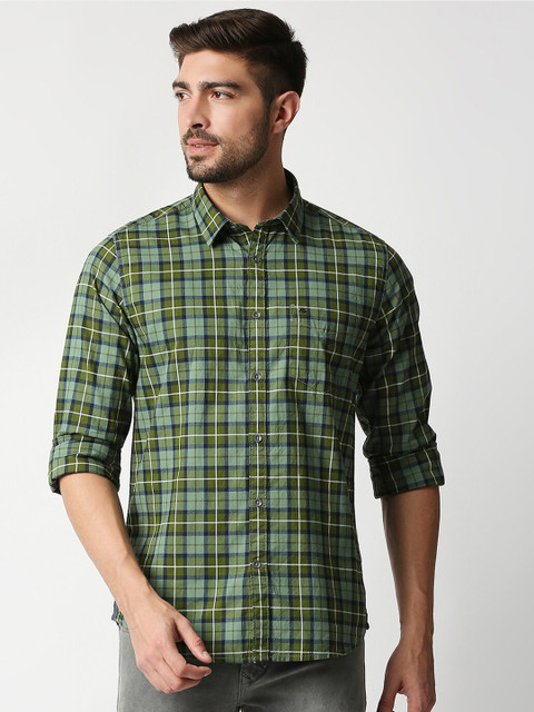 

Lee Cooper Men Green Classic Slim Fit Tartan Checks Cotton Casual Shirt