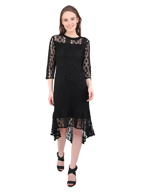 

MARC LOUIS Black Net A-Line Dress