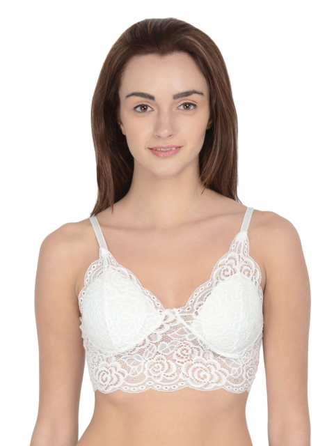 

Da Intimo White Full-Coverage Lace Bralette DI-778
