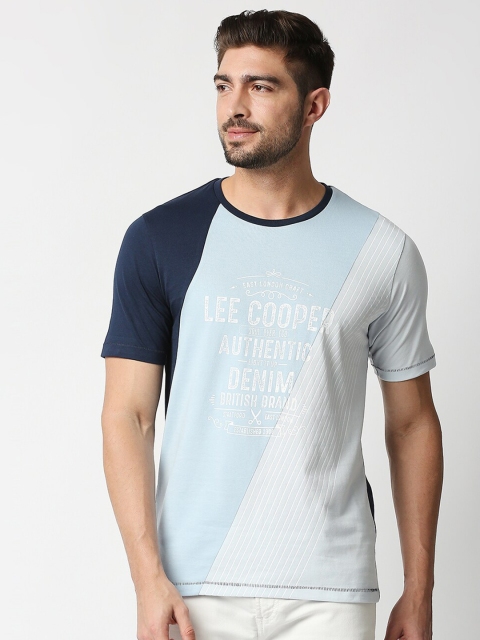 

Lee Cooper Men Blue & Navy Blue Typography Printed Slim Fit Cotton T-shirt
