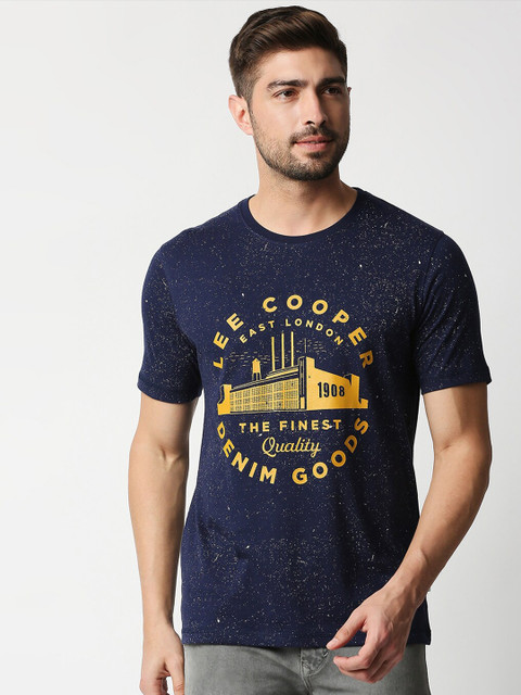 

Lee Cooper Men Blue Typography Printed Slim Fit Cotton T-shirt