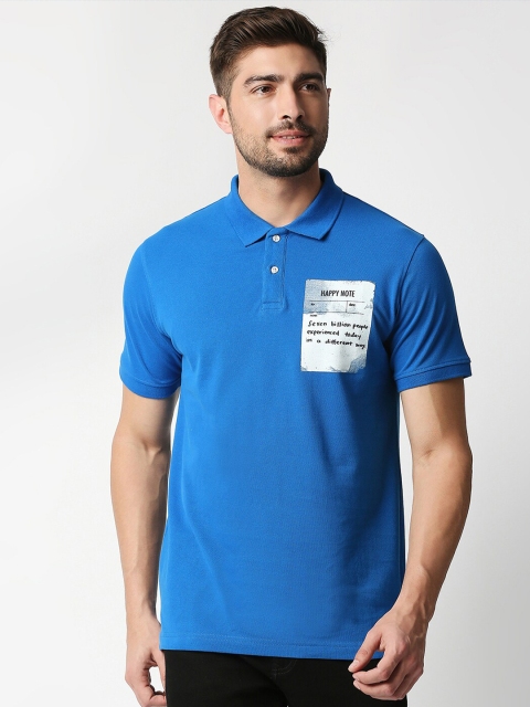 

Lee Cooper Men Blue Typography Printed Cotton Polo Collar Slim Fit T-shirt