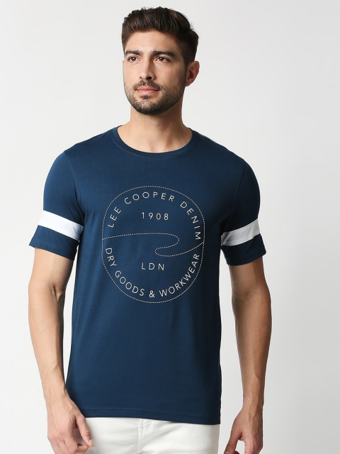 

Lee Cooper Men Teal Blue Printed Slim Fit T-shirt
